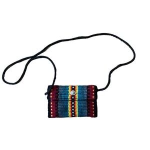 Small Woven Multicolor Crossbody Bag With Velco Closure And Polyester Lining